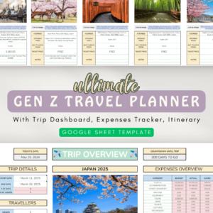 Ultimate Gen Z Travel Planner  With 7 Travel Planning Tools  Includes Freebies (Google Sheet)